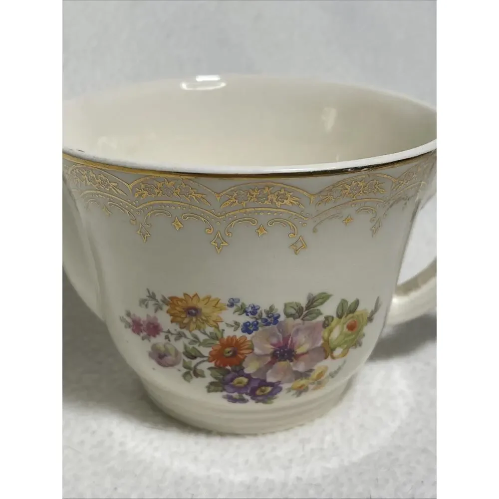 Vintage Alfred Meakin Creamer Pitcher- Floral Motif with Golden Rim